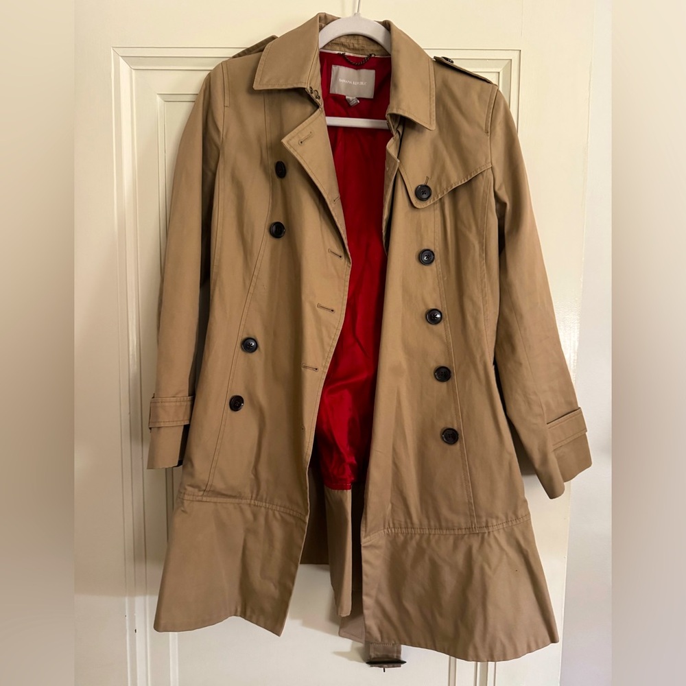 Banana Republic Camel Trench with Ruffle bottom